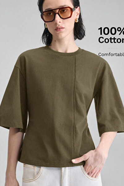 Tarz Cool Women's Front Stitched Back Lace-Up Crew Neck 100% Cotton Single Je...