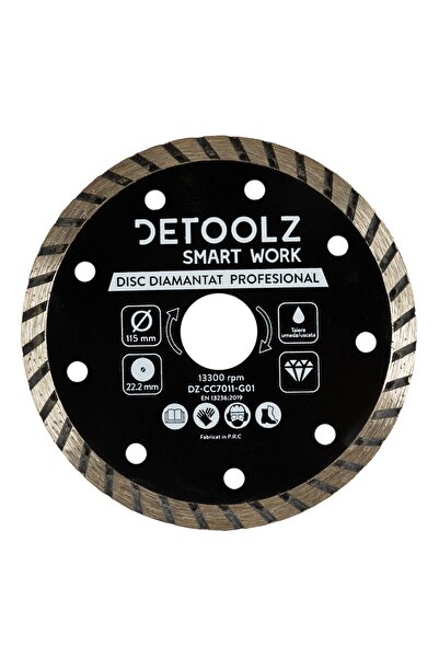 DETOOLZ Turbo diamond disc 115x22.2mm, wet/dry cutting