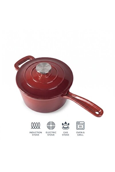 Hausberg Oală din fontă emailată cu capac HB-H751RS, 19cm, 1.9L, Compatibilă ...