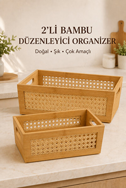 Funny Life 2'li Bambu Organizer Banyo Mutfak Düzenleyici Pinterest Model Ekme...