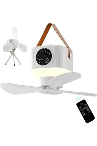 Morvena Picks Ventilator de camping cu lumină LED, 4 setări de viteză, teleco...