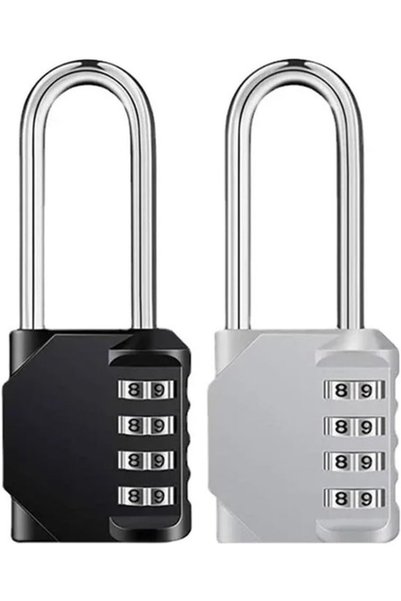 Morvena Picks Pachet de 2 lacăte cu combinație cu 4 cifre 43x20x49 mm cu cătu...