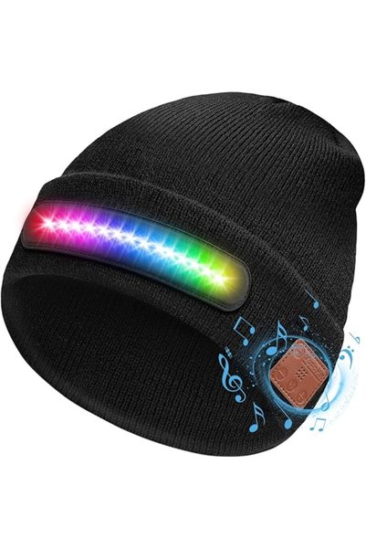 Morvena Picks Căciulă Bluetooth cu lumină LED RGB - Bluetooth 5.4 + reîncărca...