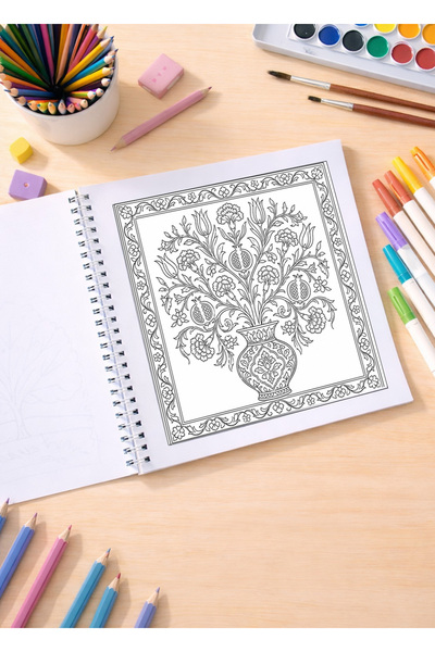 metafortoys Çini Sanatı Boyama Kitabı – 21x20 cm I 40 Görsel I Çocuklar ve Yetişkinler İçin