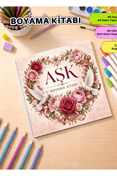 metafortoys Aşk Boyama Kitabı – 21x20 cm I 40 Görsel I Çocuklar ve Yetişkinle...