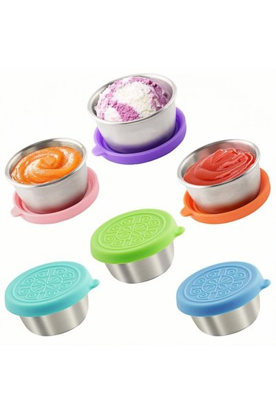 Morvena Picks Pachet de 6 recipiente de 70 ml din oțel inoxidabil pentru alim...