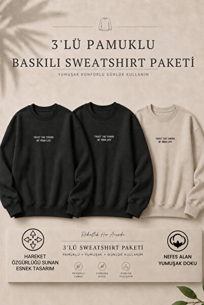 DAMGA JEANS 3 Pieces Men's Cotton Printed Regular Fit Sweatshirt