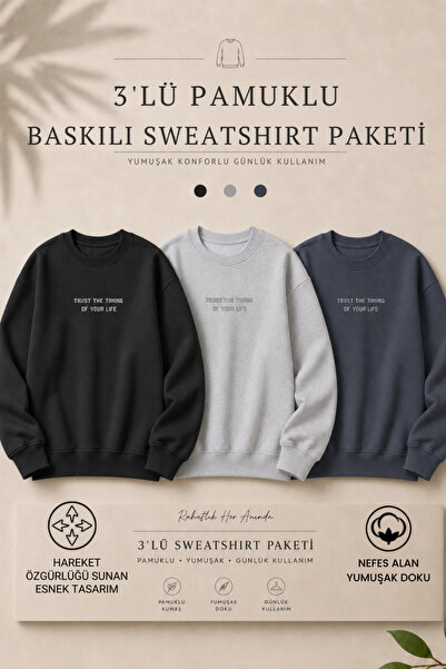 DAMGA JEANS 3 Pieces Men's Cotton Printed Regular Fit Sweatshirt