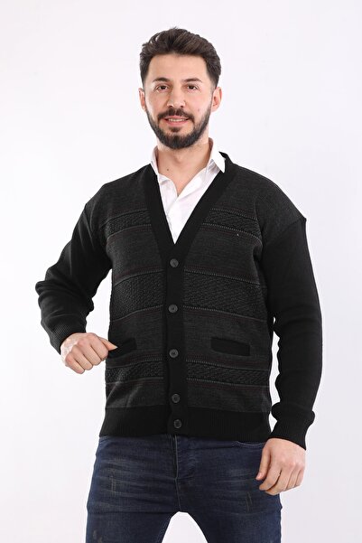 KZC TEKSTİL Ανδρική πλεκτή ζακέτα με διπλές τσέπες ακρυλική κλασική εφαρμογή ...