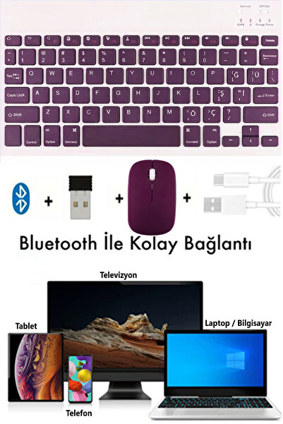 TEKNETSTORE Kablosuz Bluetooth Türkçe Q Klavye Mouse Seti Tablet / Telefon / ...