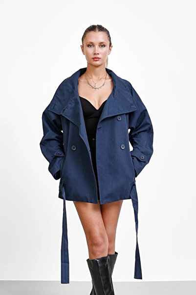 Moderk Bsk Model Stand Collar Midi Length Trench Coat Lined Women's Trench Ja...