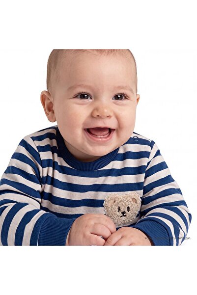 ebebek Hello Baby HelloBaby Erkek Bebek Sweatshirt Çizgili Çıtçıtlı Bisiklet ...