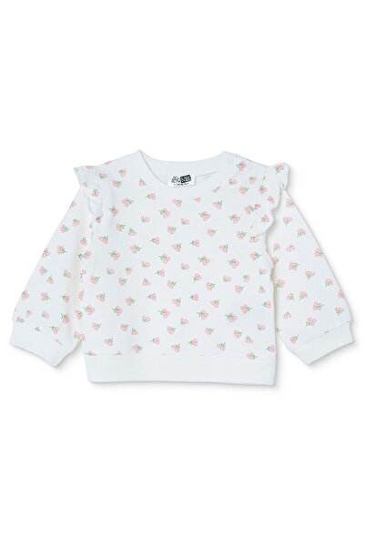 ebebek Hello Baby HelloBaby Kız Bebek Sweatshirt Çiçek Baskılı Çıtçıtlı Bisik...