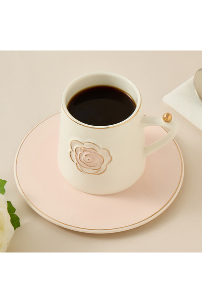 Lifestyle Rose Accent Porcelain Cup and Saucer Set - 220 ml