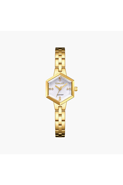 Omax Women's Analog Hexagon 22 MM Metal Clasp Watch | SQ-CS012G31S3