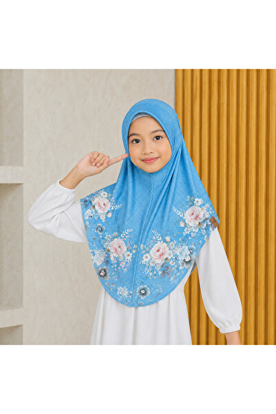 Linda Hijab Kids Floral Printed Zip Front Hijab – Pink Modest Headscarf for G...