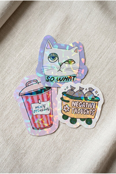 Plumie Hologramlı Laminasyonlu Funny Mood Sticker Seti 3’lü | Laptop, Defter,...