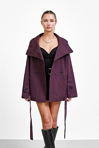 Moderk Bsk Model Stand Collar Midi Length Trench Coat Lined Women's Trench Ja...