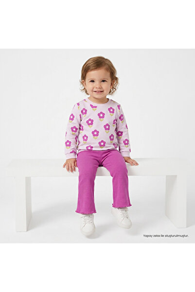 ebebek Hello Baby HelloBaby Kız Bebek Sweatshirt-Tayt Çiçek Baskılı Bisiklet ...
