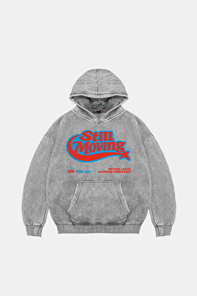 Sekizbiraltı Still Moving Printed Oversize Unisex Washable White Hoodie