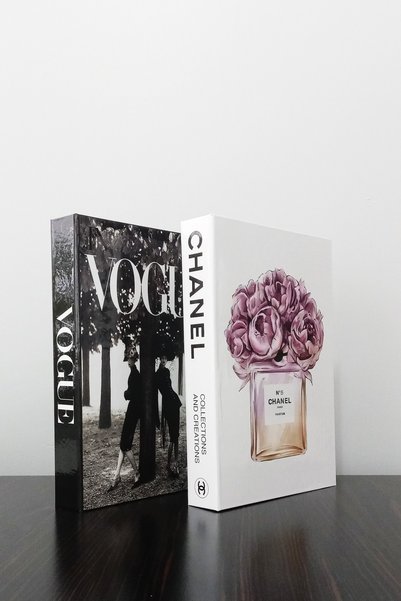 Dermabor 2-Piece Decorative Book Box Set with Two Women & No5 Perfume Theme