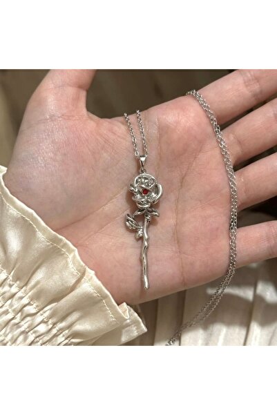 Heda Jewelry قلادة الورد - قلادة الورد المثالية - لون فضي