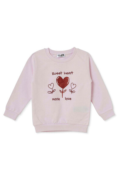 ebebek Hello Baby HelloBaby Kız Bebek Sweatshirt Kalp Baskılı Bisiklet Yaka L...
