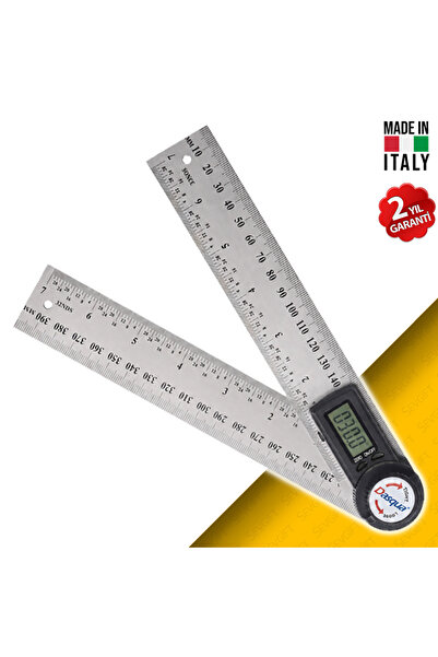 Sevgift 1022-0200 Dijital Açı Ölçer | 20 cm Paslanmaz Çelik Cetvel | 0-360° D...