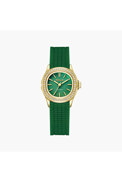 Omax Women's Analog Round 28 MM Butterfly Buckle Watch | SQ-ESS002GDWI3