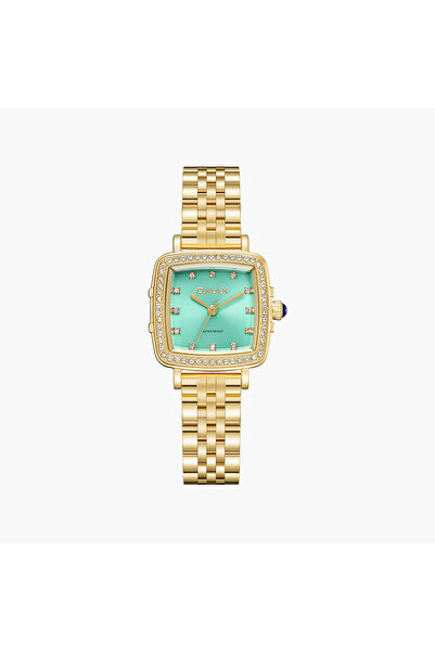 Omax Women's Analog Square 25 MM Metal Clasp Watch | SQ-CS014GT1S3