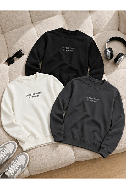 DAMGA JEANS 3 Pieces Men's Comfortable Fit Premium Printed Sweatshirt