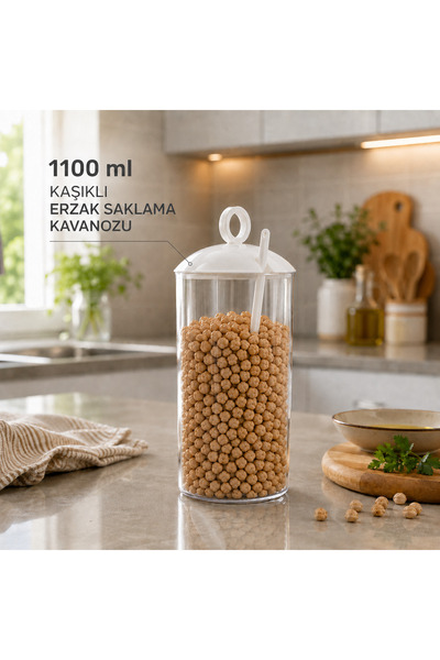 LUCES DESİGN 1 Piece 1100 ml Food Storage Jar with Spoon – Crystal Mica (Not ...
