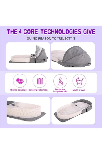 GENERAL Portable Baby Travel Bed with Mosquito Net and Sunshade as a Foldable Washable Baby Tent with Breathable Design for Babies