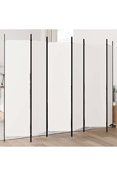 vidaxl 6-Panel Room Divider White 300 x 200 cm Fabric
