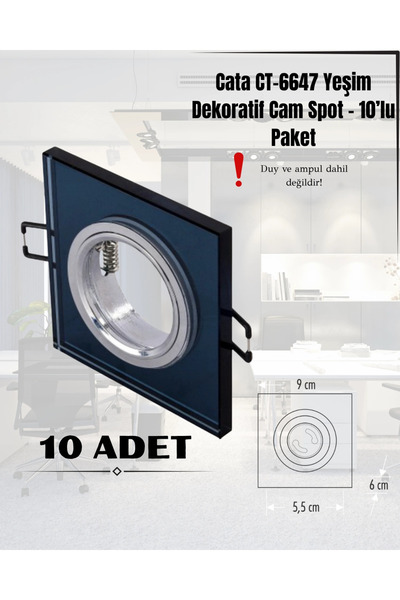 Cata CT-6647 Yeşim Dekoratif Cam Spot - 10’lu Paket