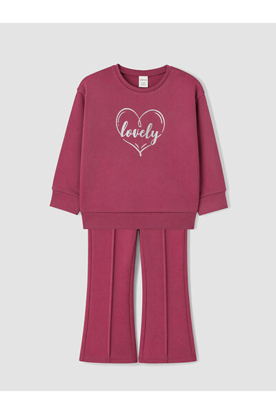 LC Waikiki Set de trening pentru fete, imprimat, cu guler rotund