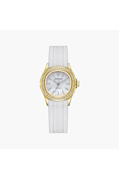 Omax Women's Analog Round 28 MM Butterfly Buckle Watch | SQ-ESS002G33I1