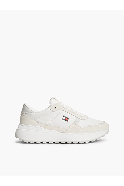 Tommy Hilfiger Women's Brand Logo Sneakers in Ecru, Suitable for Daily Use