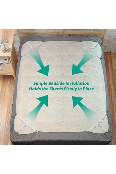 DAVIDAMI CONCEPT Set 4 Bretele Elastice cu Clesti Metalici pentru fixarea Lenjeriei de Pat