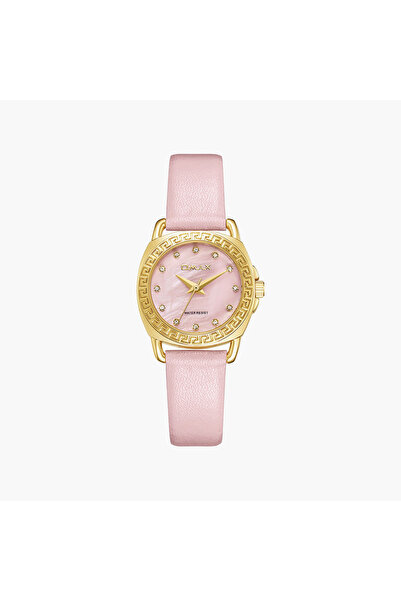 Omax Women's Analog Round 28 MM Strap Buckle Watch | SQ-BSL002GUUS3