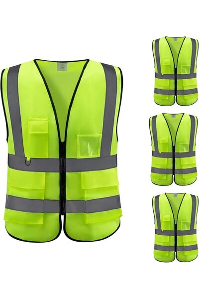 GENERAL Lawazim Unisex High Visibility Safety Vest Multi-Pocket - High Visibi...