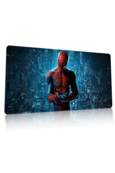 Duvarda Spider Man Gaming Oyuncu 90x40 cm Mousepad Kaymaz Taban XL Mousepad