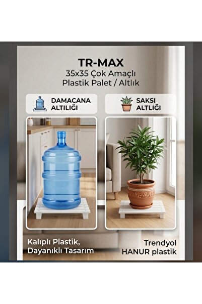 HANUR POLİETİLEN 35x35 cm Plastik Palet – Sağlam ve Dayanıklı Mini Palet – Ür...