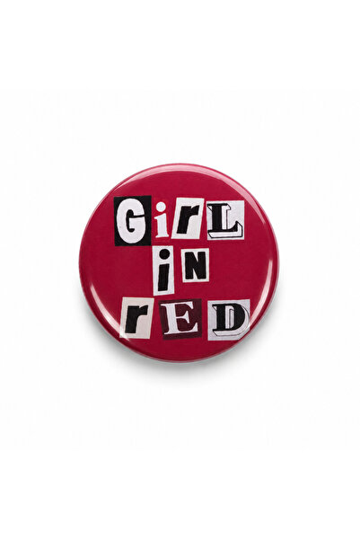 Hens Baskı Atölyesi Y2K Grunge Girl in Red Rozet 44 mm – Vintage Grunge Kız Ç...