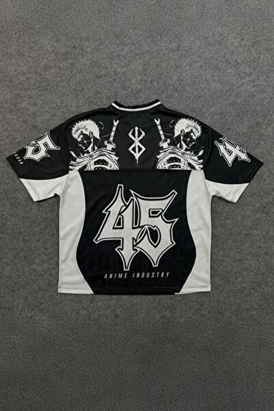 Karakedi Black Anime Berserk Guts 45 Number V-Neck Unisex Jersey