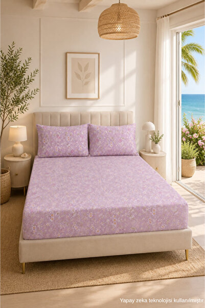 ELY PARKER Patterned Elastic Bed Sheet Set with Cotton Pillowcases, Double or...