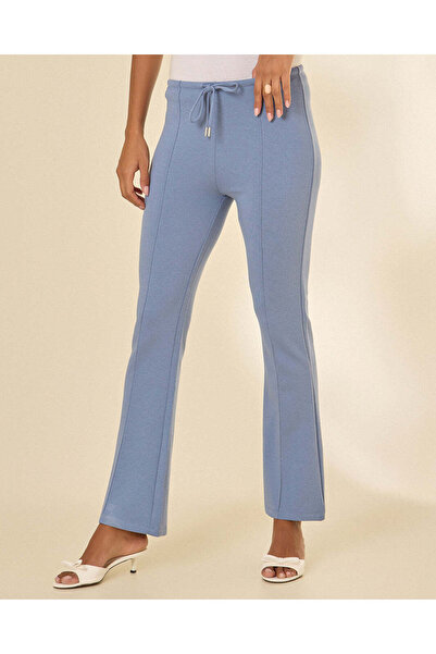 REDTAG Women Blue Plain Flared Leggings
