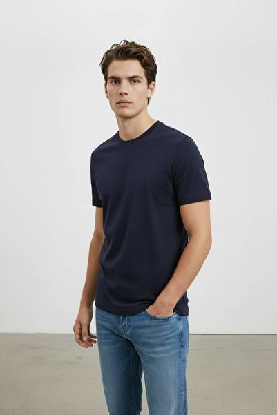 Sarar İnterview Basic Modal 0 Yaka Lacivert T-Shirt