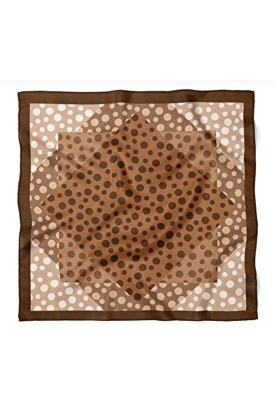 IŞIKTAŞ COLLECTİON Brown Polka Dot Pattern Bandana Scarf 50*50 cm