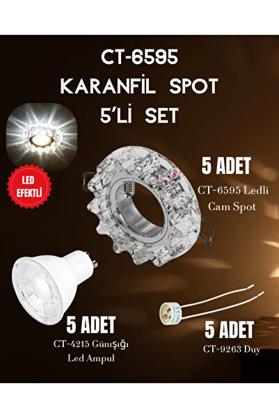 Cata Karanfil Spot Set ( 5 Adet CT-6595 Spot+ 5 Adet CT-4215 Günışığı+ 5 Adet...